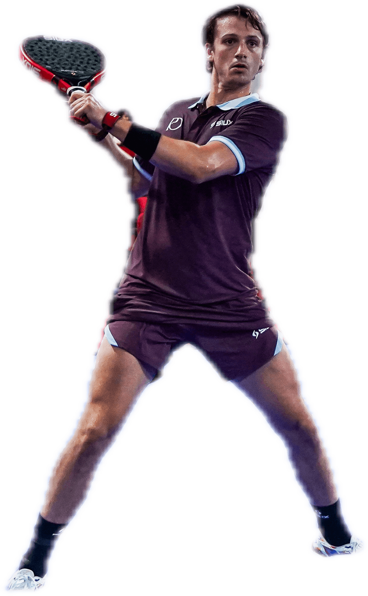 Pedro Aguilar hitting a volley
